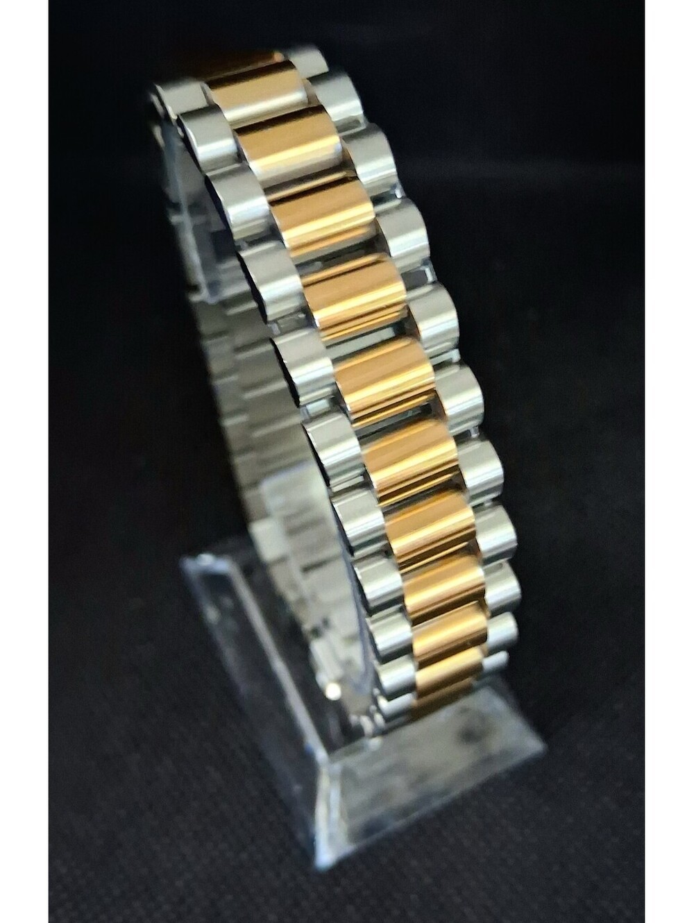 15mm Wide 8.5" Long Men's Real Gold Plated Two Tone Bracelet